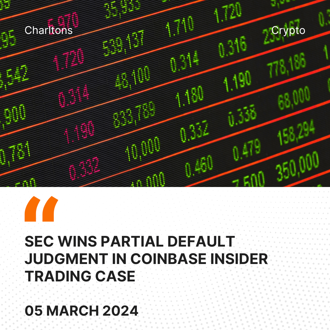 SEC Wins Partial Default Judgment in Coinbase Insider Trading Case