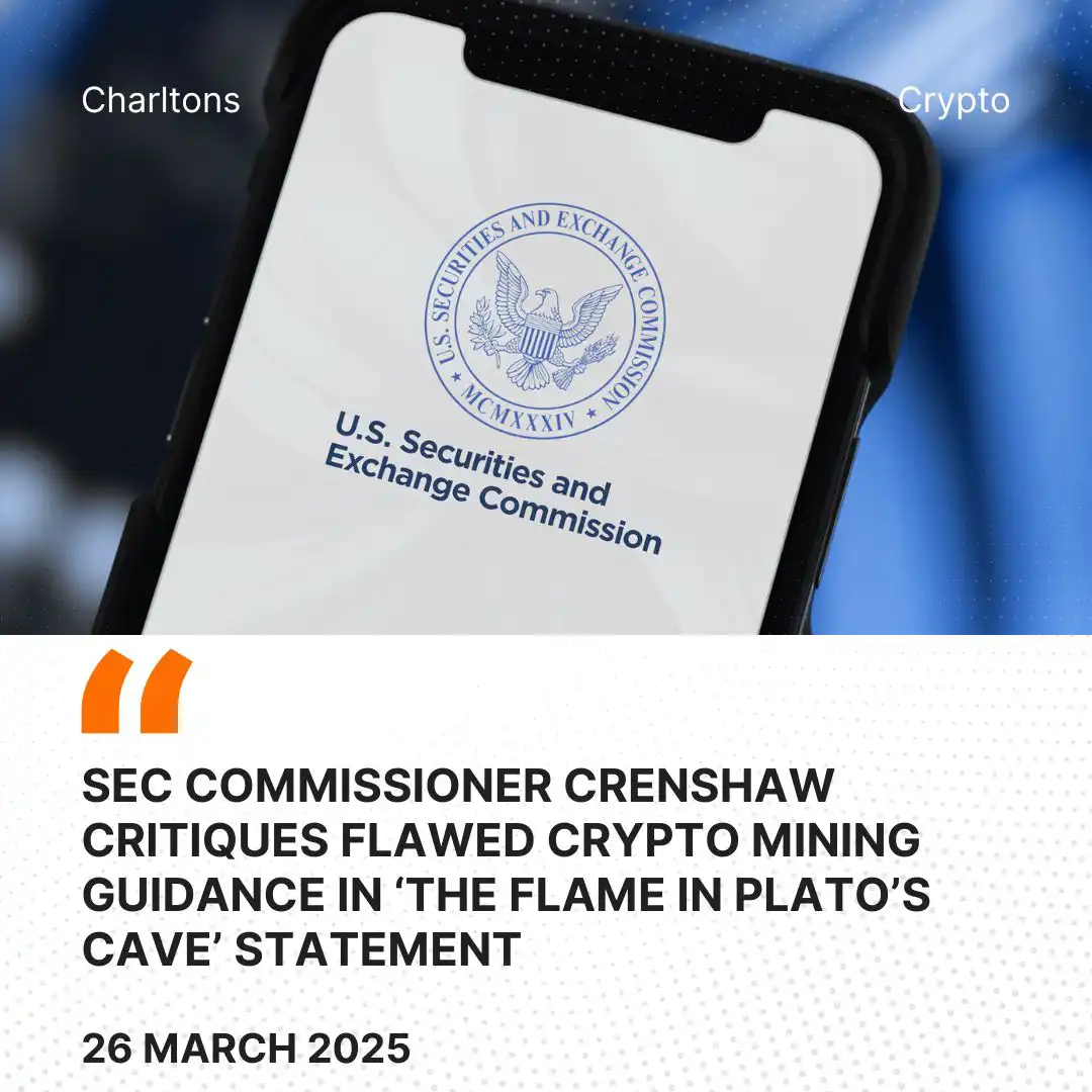 SEC Commissioner Crenshaw Critiques Flawed Crypto Mining Guidance in ‘The Flame in Plato’s Cave’ Statement