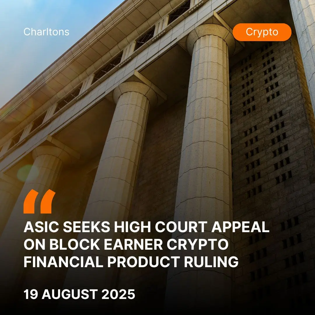ASIC Seeks High Court Appeal on Block Earner Crypto Financial Product Ruling