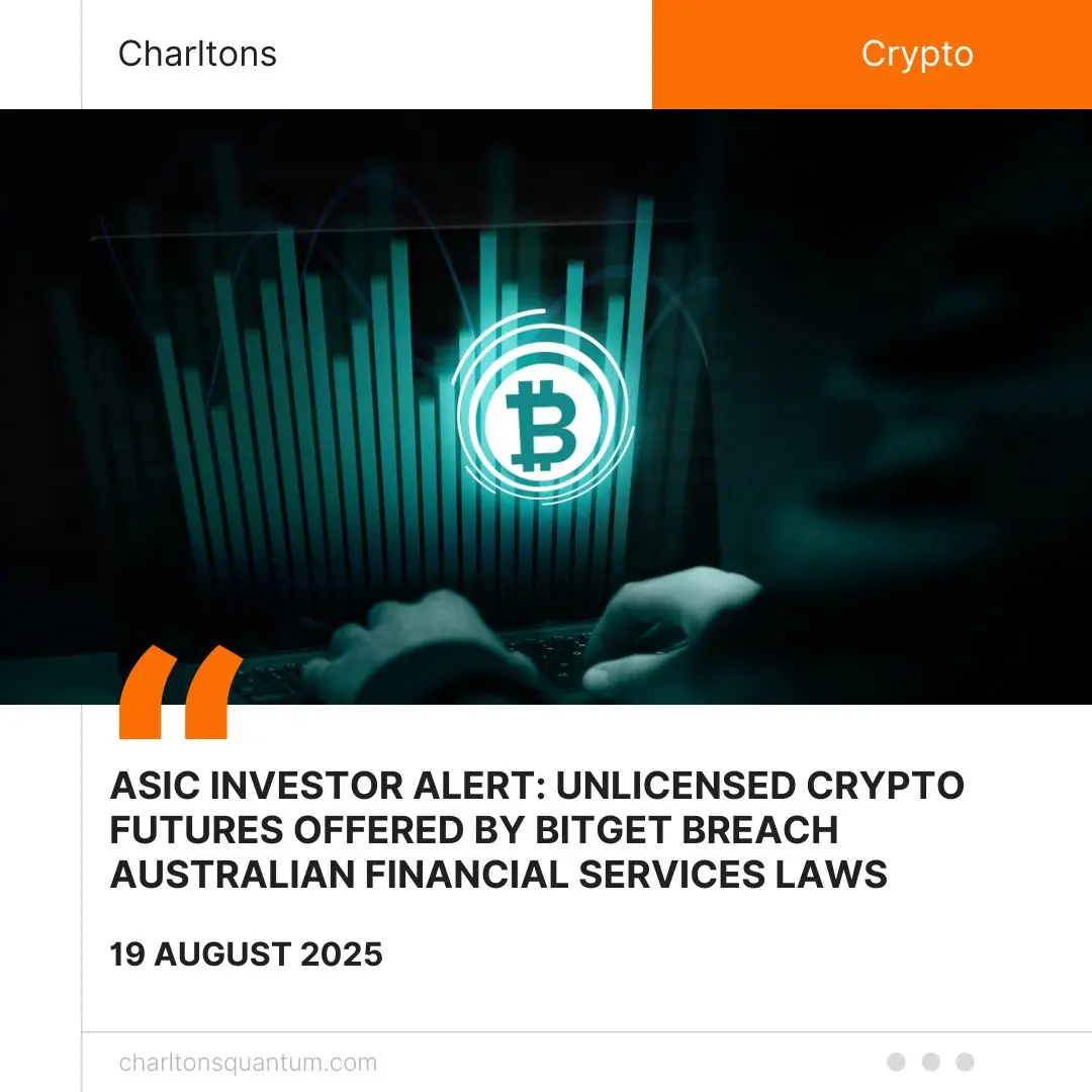 ASIC Investor Alert: Unlicensed Crypto Futures Offered by Bitget Breach Australian Financial Services Laws