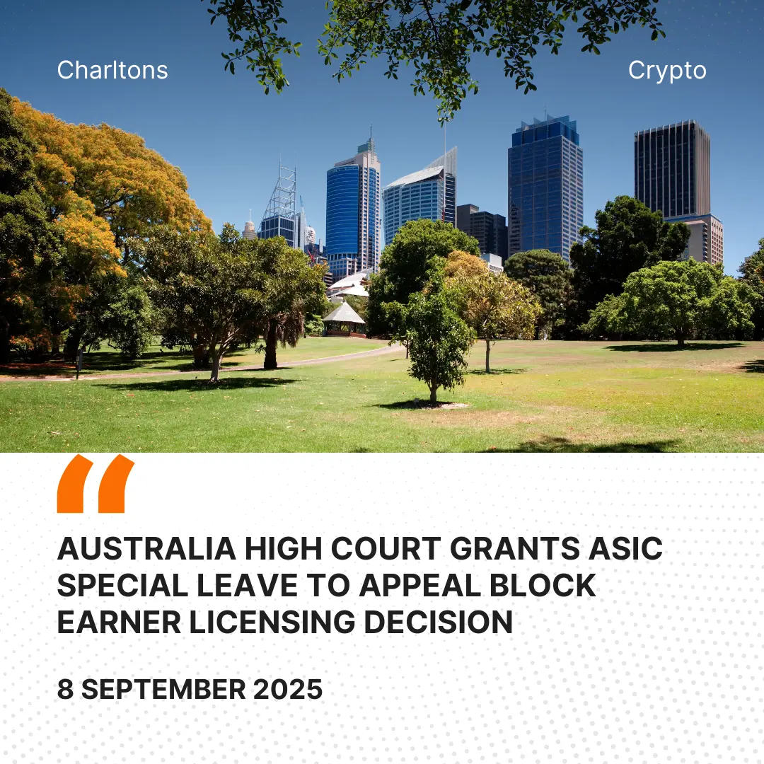 Australia High Court Grants ASIC Special Leave to Appeal Block Earner Licensing Decision